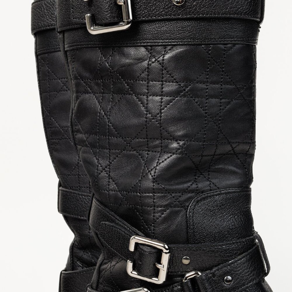 *SOLD* Christian Dior Black Cannage Quilted Biker Boots - Picture 7 of 11